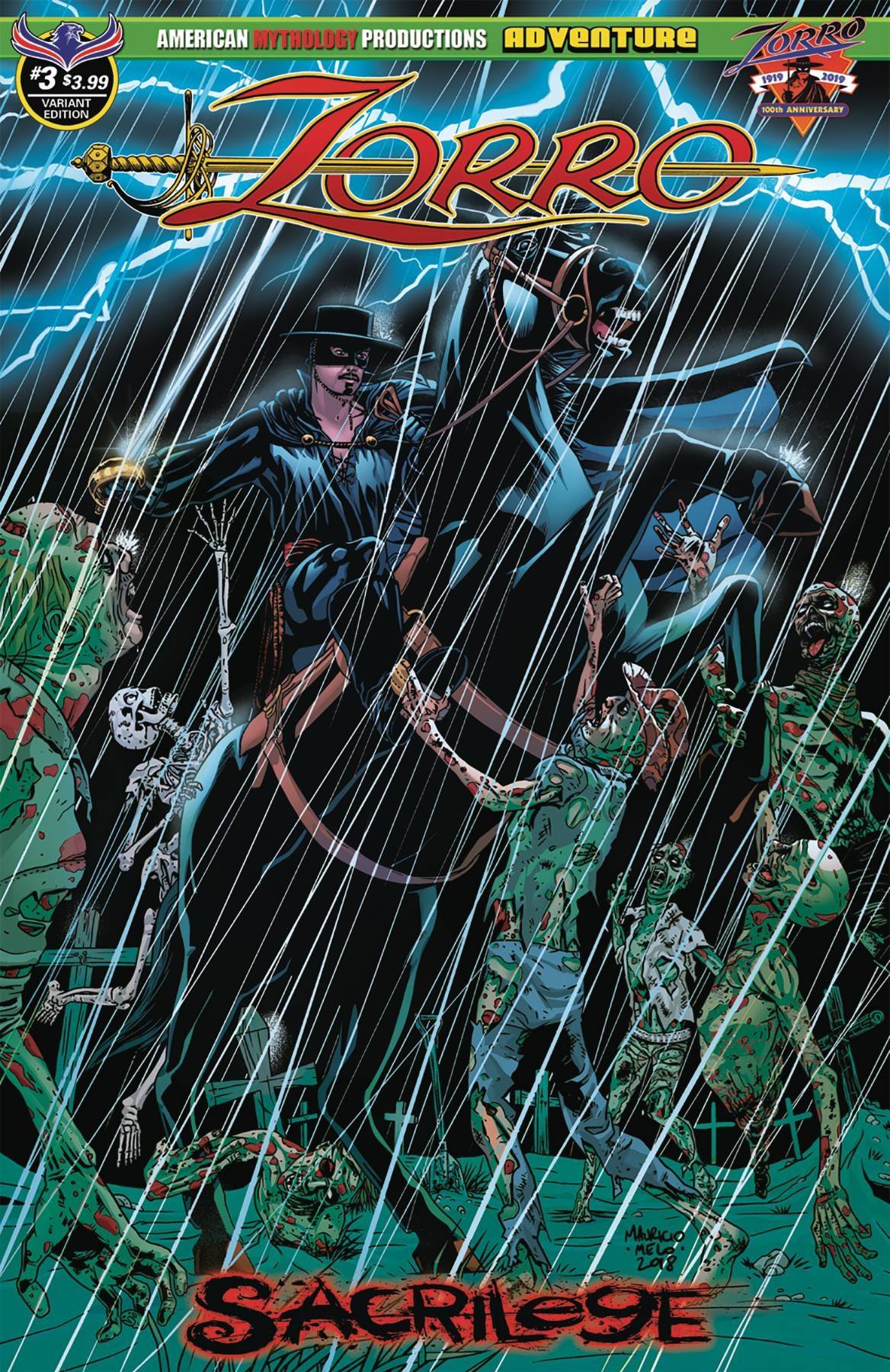 ZORRO SACRILEGE #3 DEAD STORM  RISING MELO CVR