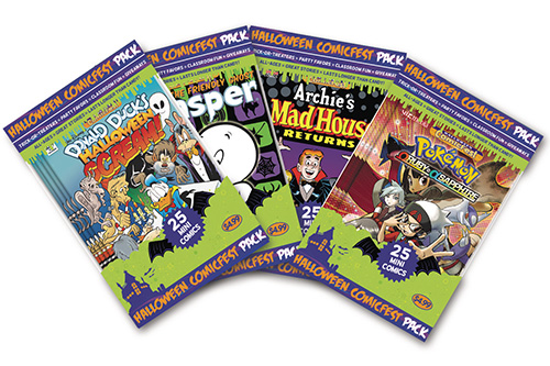 be the coolest house on this block this halloween by handing out comic books to trick or treaters with the halloween comicfest mini comic packs